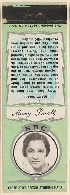 :Mary Small from NBC Radio Stars Match Cover design series i-16x12"(A3) Poster