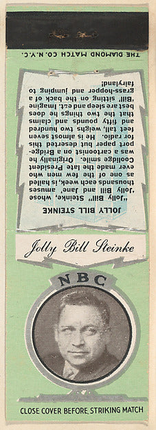 :Jolly Bill Steinke from NBC Radio Stars Match Cover design -16x12"(A3) Poster