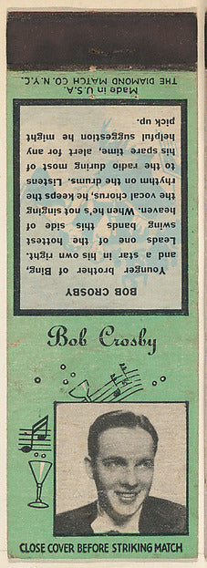 :Bob Crosby from Musical Stars Match Cover design series iss-16x12"(A3) Poster