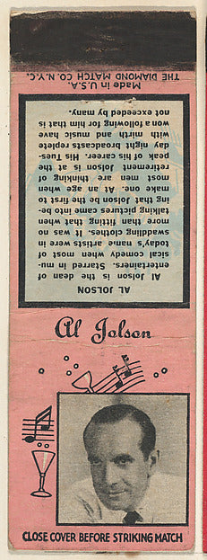 :Al Jolson from Musical Stars Match Cover design series issu-16x12"(A3) Poster