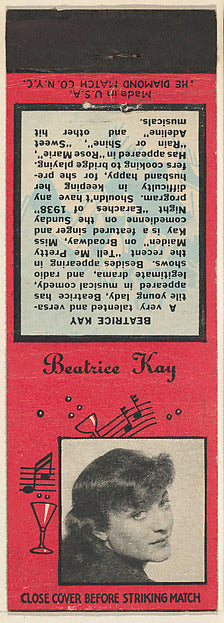 :Beatrice Kay from Musical Stars Match Cover design series i-16x12"(A3) Poster