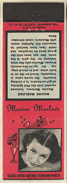 :Maxine Marlowe from Musical Stars Match Cover design series-16x12"(A3) Poster