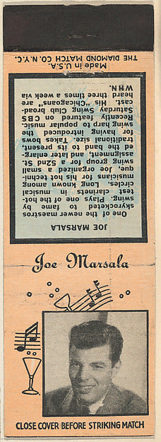 :Joe Marsala from Musical Stars Match Cover design series is-16x12"(A3) Poster