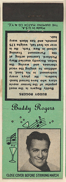 :Buddy Rogers from Musical Stars Match Cover design series i-16x12"(A3) Poster