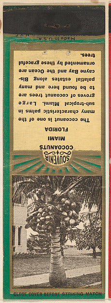 :Cocoanuts Miami from Florida Souvenir Views Match Cover ser-16x12"(A3) Poster