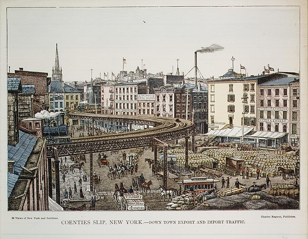 Coenties Slip  New York.--Down Town Export and Import Trading,  Poster Print Wall Art