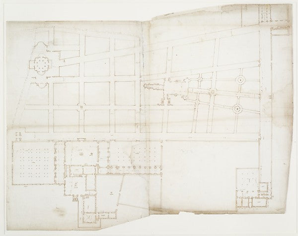 Ville d'Este  Gardens  Quirinal  plan  blank  early to mid-16t,  Poster Print Wall Art