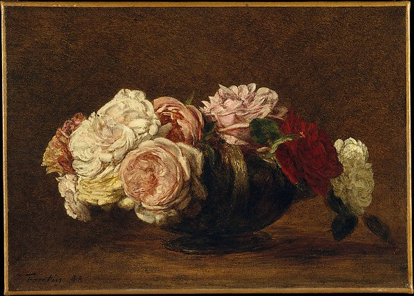 Henri Fantin-Latour:Roses in a Bowl 1883-16x12"(A3) Poster
