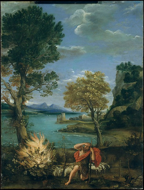 Domenichino:Landscape with Moses and the Burning Bush 1610–1-16x12"(A3) Poster