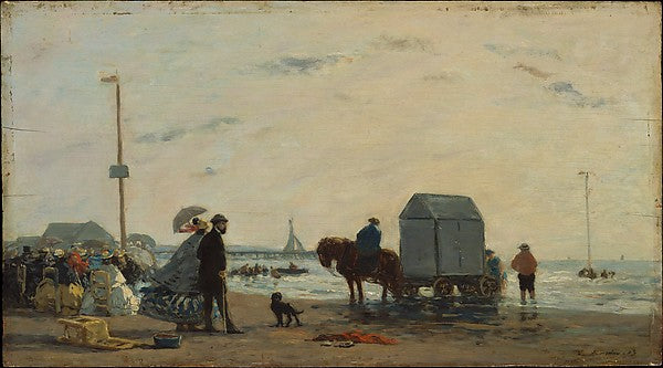 Eugène Boudin:On the Beach at Trouville 1863-16x12"(A3) Poster