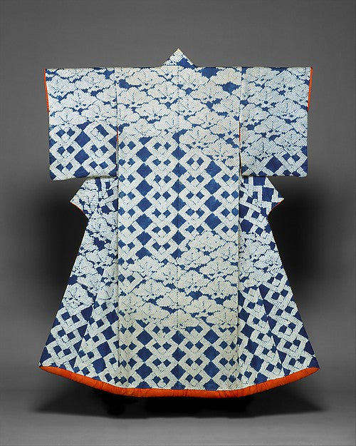 ,Kosode with Design of Pines and Interlocking Square,Japan ukiyo-e Period Image,16x12"(A3) Poster