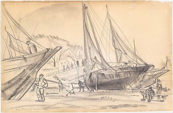 Boris Grigoriev - Ships at Dock 1922, Poster Print Wall Art