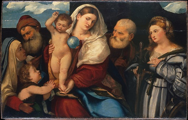 Bonifacio de' Pitati:Madonna and Child with Saints -16x12"(A3) Poster