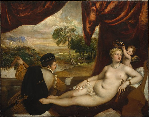 Titian and Workshop:Venus and the Lute Player c1565–70-16x12"(A3) Poster