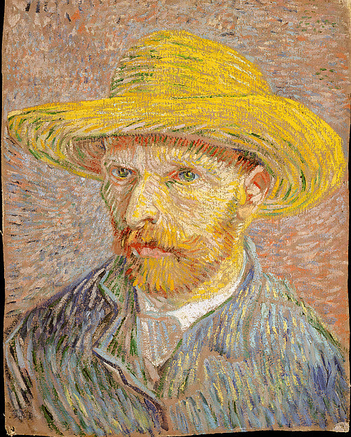 Vincent van Gogh:Self-Portrait with a Straw Hat 1887-16x12"(A3) Poster