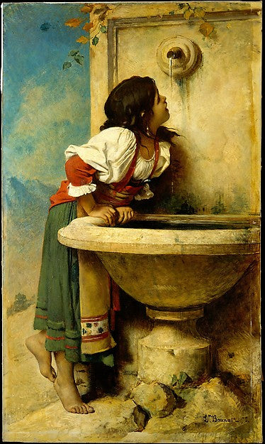 Léon Bonnat:Roman Girl at a Fountain 1875-16x12"(A3) Poster