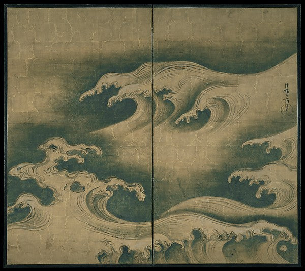 ,Rough Waves c1704–9-Ogata Krin,Classic Ming China Image,16x12"(A3) Poster