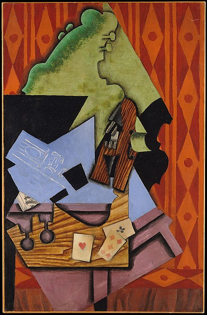 Juan Gris:Violin and Playing Cards on a Table 1913-16x12
