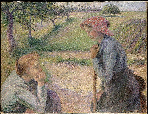 Camille Pissarro:Two Young Peasant Women 1891–92-16x12"(A3) Poster