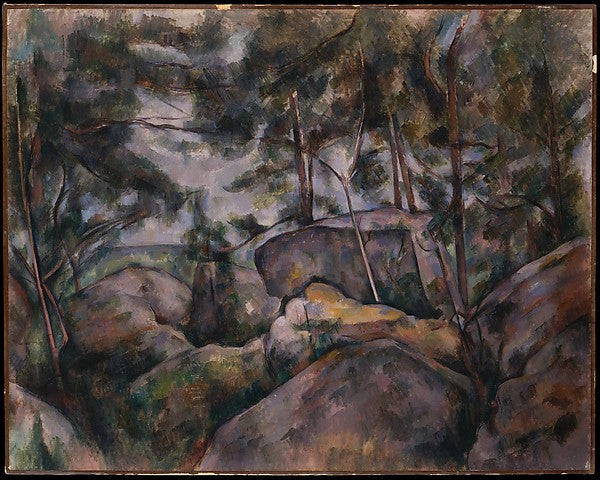 Paul Cézanne:Rocks in the Forest 1890s-16x12"(A3) Poster