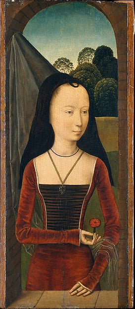 Attributed to Hans Memling:Young Woman with a Pink c1485–90-16x12"(A3) Poster