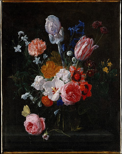 Nicolaes van Veerendael:A Bouquet of Flowers in a Crystal Va-16x12"(A3) Poster