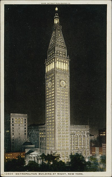 Metropolitan Building at Night  New York 1908–1909-,  Poster Print Wall Art