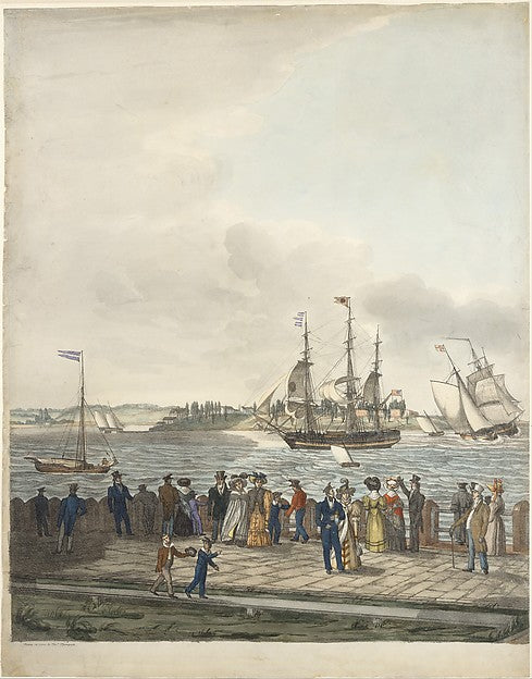 New York Harbor from the Battery 1829-Thomas Thompson, c1767–1,16x12"(A3) Poster