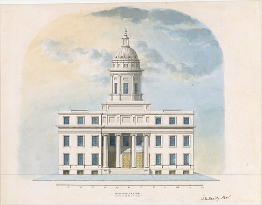 First Merchants' Exchange  New York  probably 1826-Alexander J,16x12"(A3) Poster