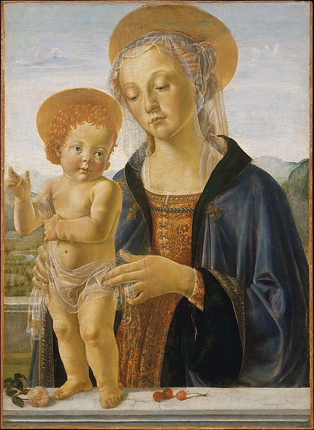 Workshop of Andrea del Verrocchio:Madonna and Child c1470-16x12