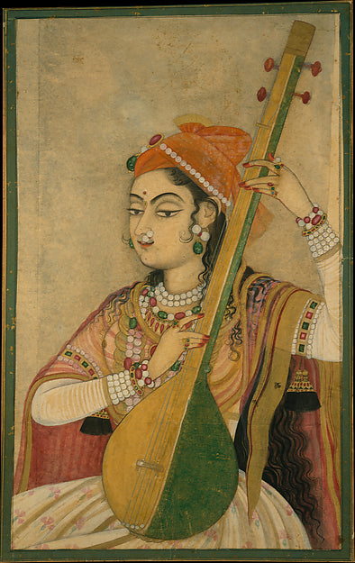 A Lady Playing the Tanpura c1735,16x12"(A3) Poster