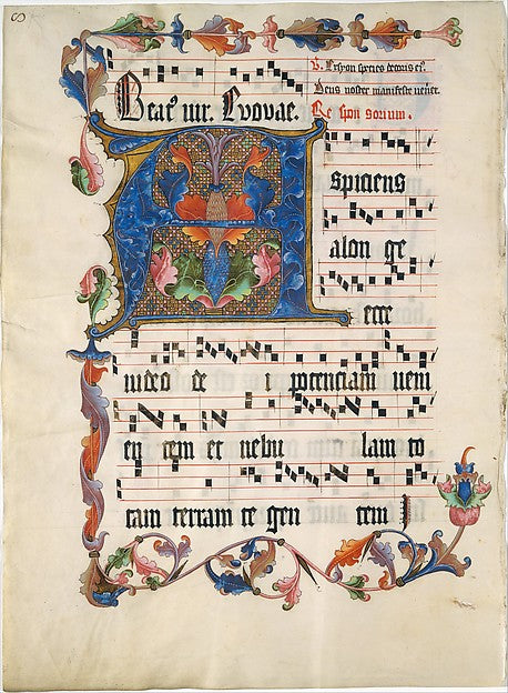 :Manuscript Leaf with Initial A from an Antiphonary c1425–50-16x12"(A3) Poster