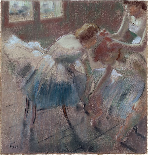 Edgar Degas:Three Dancers Preparing for Class after 1878-16x12