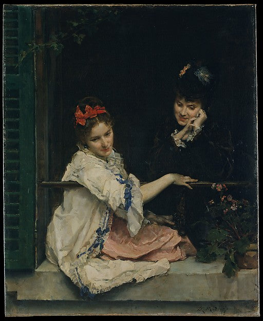 Raimundo de Madrazo y Garreta:Girls at a Window c1875-16x12"(A3) Poster
