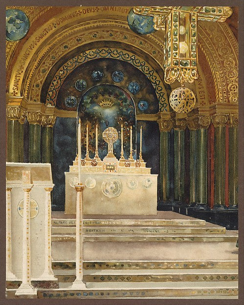 Chapel interior late 19th–early 20th cent Tiffany Studios-Loui,  Poster Print Wall Art