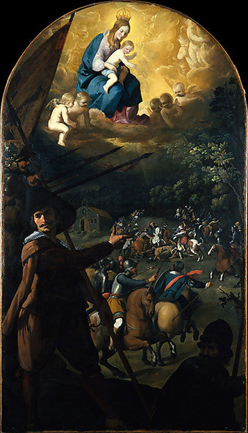 Francisco de Zurbarán:The Battle between Christians and Moor-16x12"(A3) Poster