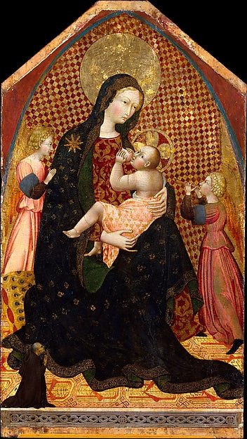 Giovanni di Paolo:Madonna and Child with Two Angels and a Do-16x12"(A3) Poster