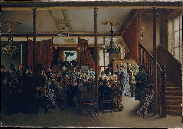 Ignacio de León y Escosura:Auction Sale in Clinton Hall New -16x12"(A3) Poster