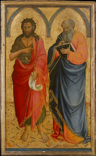 Bicci di Lorenzo:Saints John the Baptist and Matthew possibl-16x12"(A3) Poster