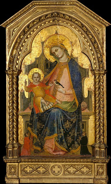 Lorenzo Veneziano:Madonna and Child Enthroned with Two Donor-16x12"(A3) Poster