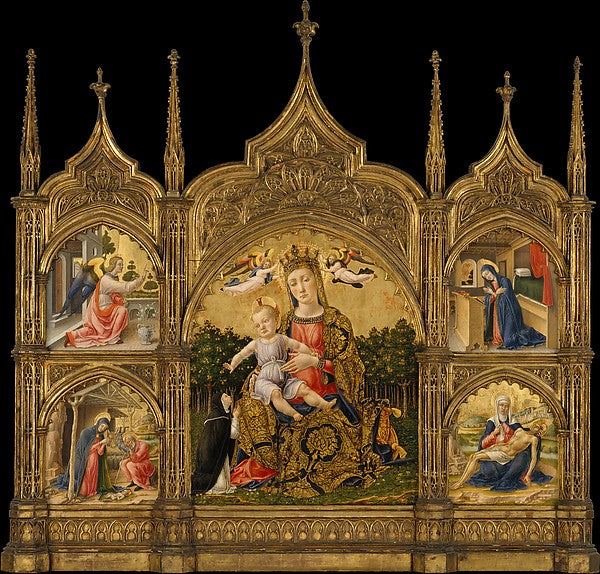 Bartolomeo Vivarini:The Madonna of Humility the Annunciation-16x12"(A3) Poster