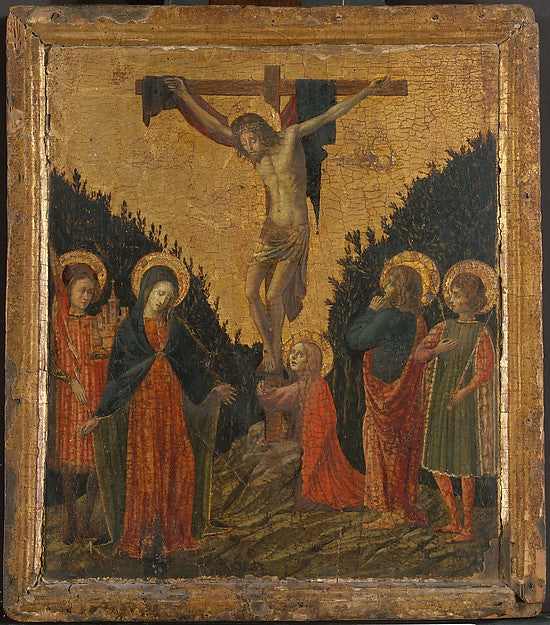 Italian Painter, of uncertain date:Christ on the Cross with -16x12"(A3) Poster