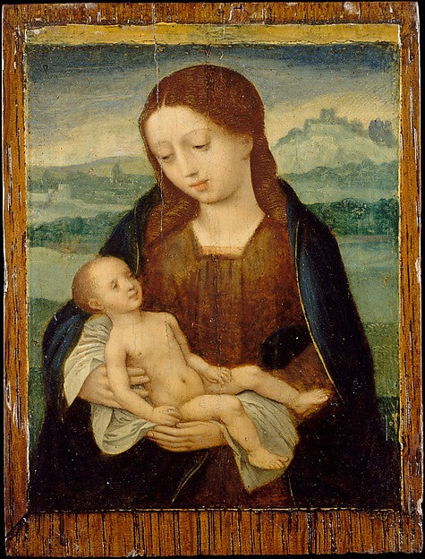 Master of the Female Half-Lengths:Virgin and Child c1525–50-16x12"(A3) Poster