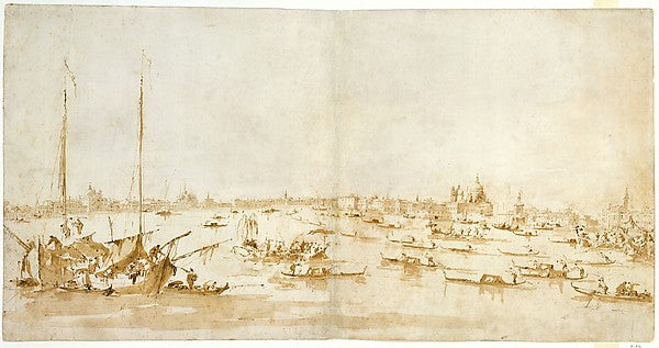 Francesco Guardi:Panaromic View of the Bacino di San Marco L-16x12"(A3) Poster