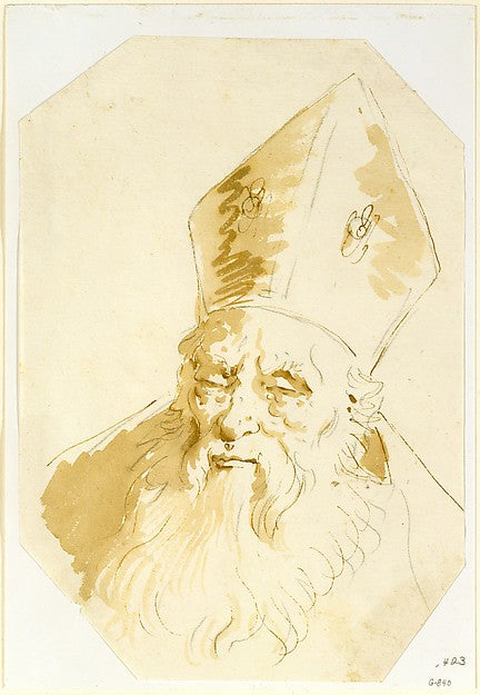 Giovanni Battista Tiepolo:Head of a Bishop c1742–57-16x12"(A3) Poster