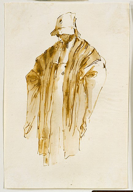 Giovanni Battista Tiepolo:Bearded Man Looking Down to the Le-16x12"(A3) Poster
