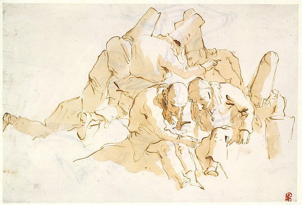 Giovanni Battista Tiepolo:A Group of Punchinelli Seated c176-16x12"(A3) Poster
