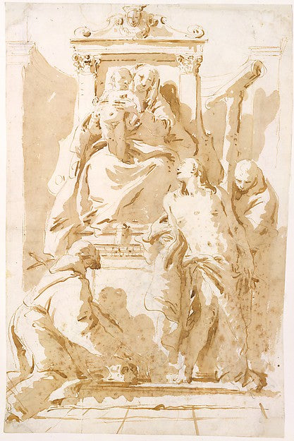 Giovanni Battista Tiepolo:Virgin and Child with Saint John o-16x12"(A3) Poster