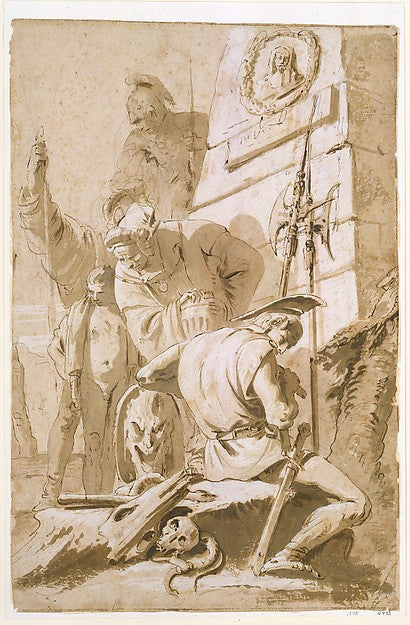 Giovanni Battista Tiepolo:Soldiers Around a Monument 1743–45-16x12"(A3) Poster