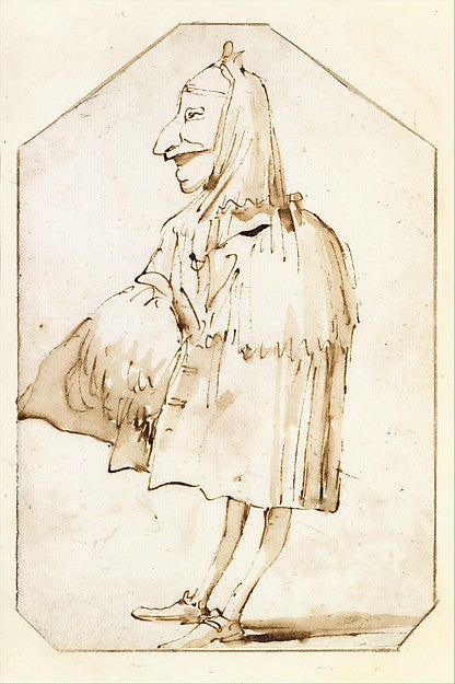 Giovanni Battista Tiepolo:Caricature of a Man in a Mask and -16x12"(A3) Poster